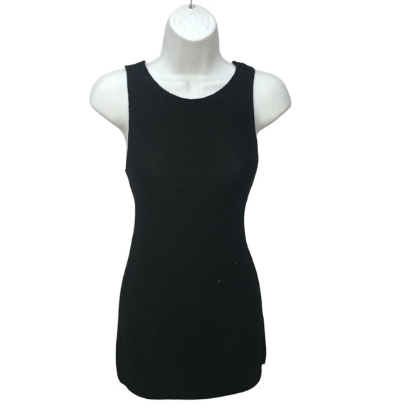 White House Black Market Sparkle Black Sleeveless Knit Tank Top Women’s XS WHBM - Picture 7 of 12